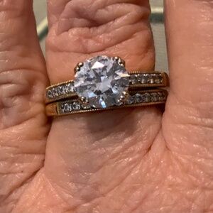 Wedding Ring Set, Gold Over Silver, Sz 7
